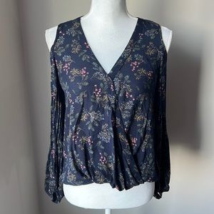 George Floral Wrap Blouse/Top with Cut Out Shoulders